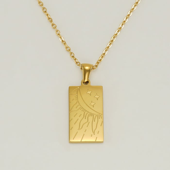 1 Piece Classic Series Retro Sun Stainless Steel  Gold Color Unisex Pendant Necklaces 